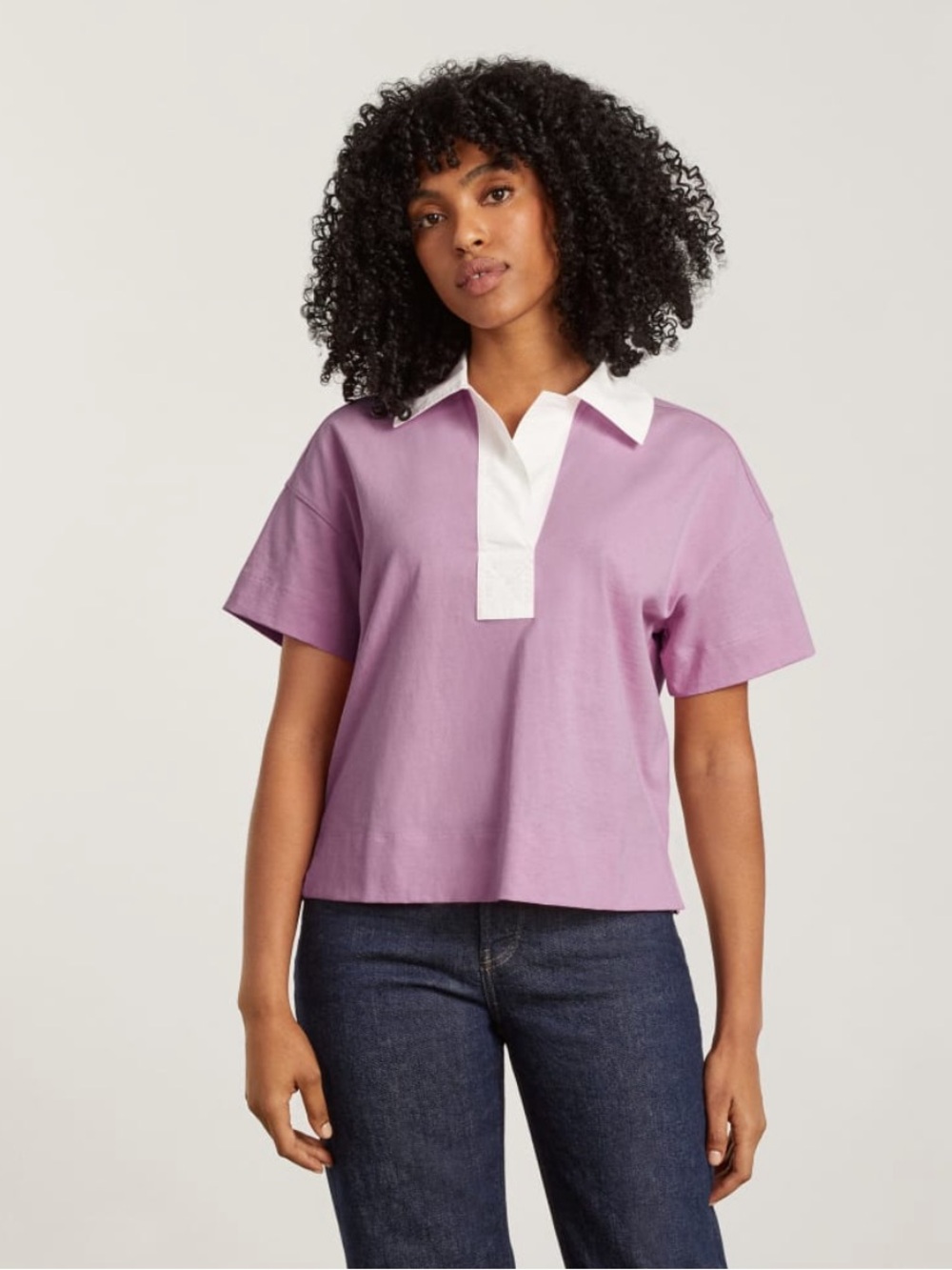 Everlane Top XXS Retro Rugby Jersey Polo Purple